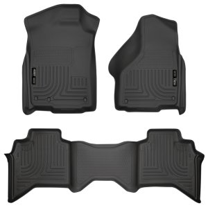 Dodge Ram 1500 Floor Liners - Front + Rear - Husky Liners - WeatherBeater Combo - Black - `03-`08